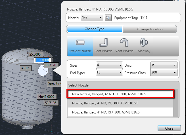 AutoCAD Plant 3D でノズルの説明を修正する方法