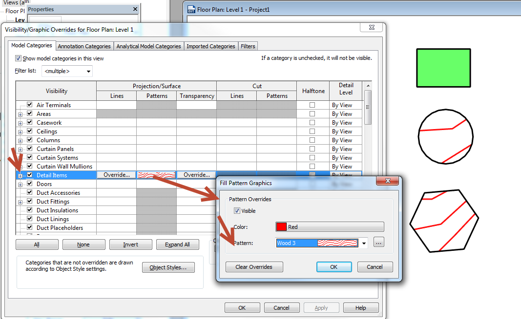 Revit How To Override The Pattern Of The Filled Regions