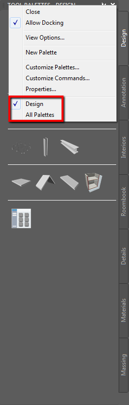 Missing tool palette groups in AutoCAD Architecture or AutoCAD MEP