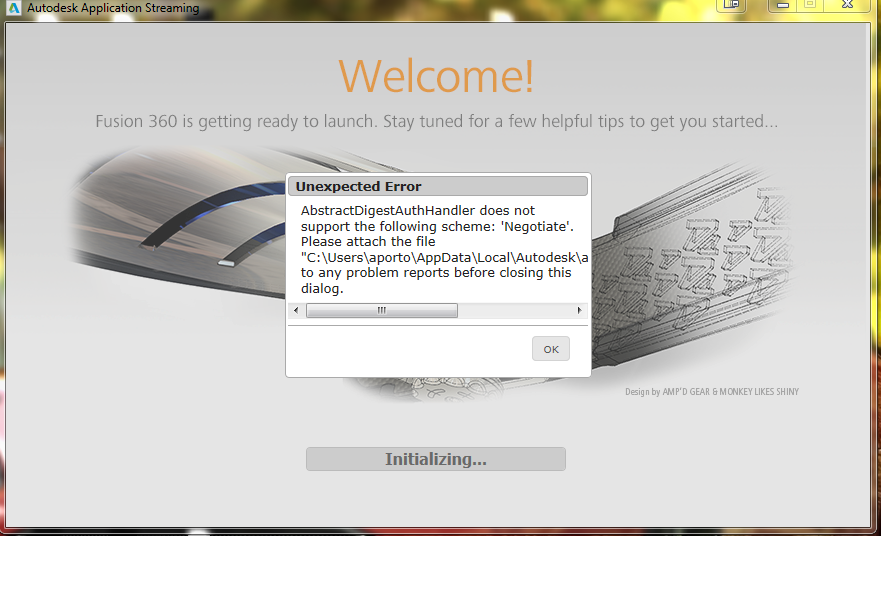 Errors installing or running Fusion360 within a passthru