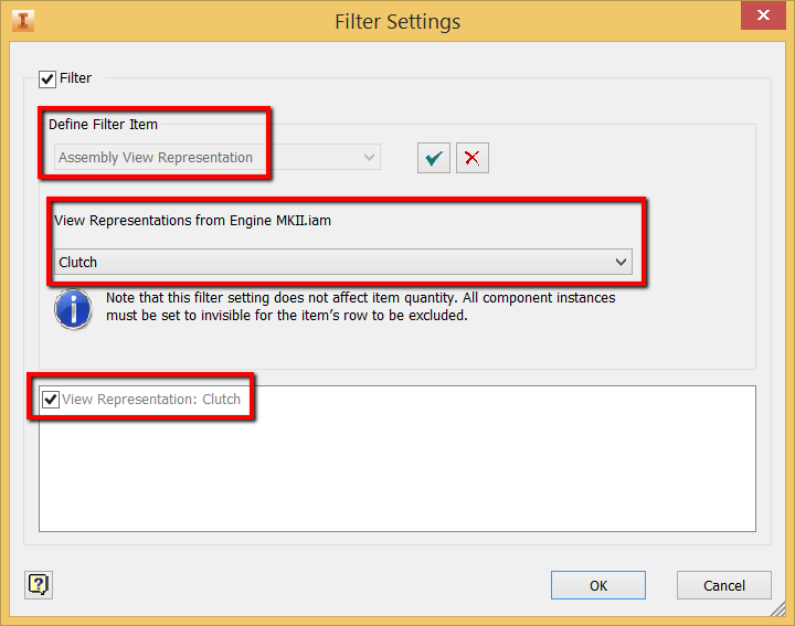 Creating Parts List based on View Representation or Level of Detail in