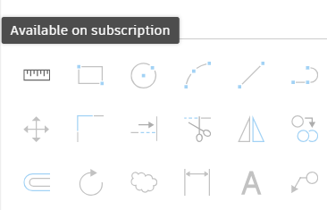 Available on subscription message shown in the AutoCAD Web App.