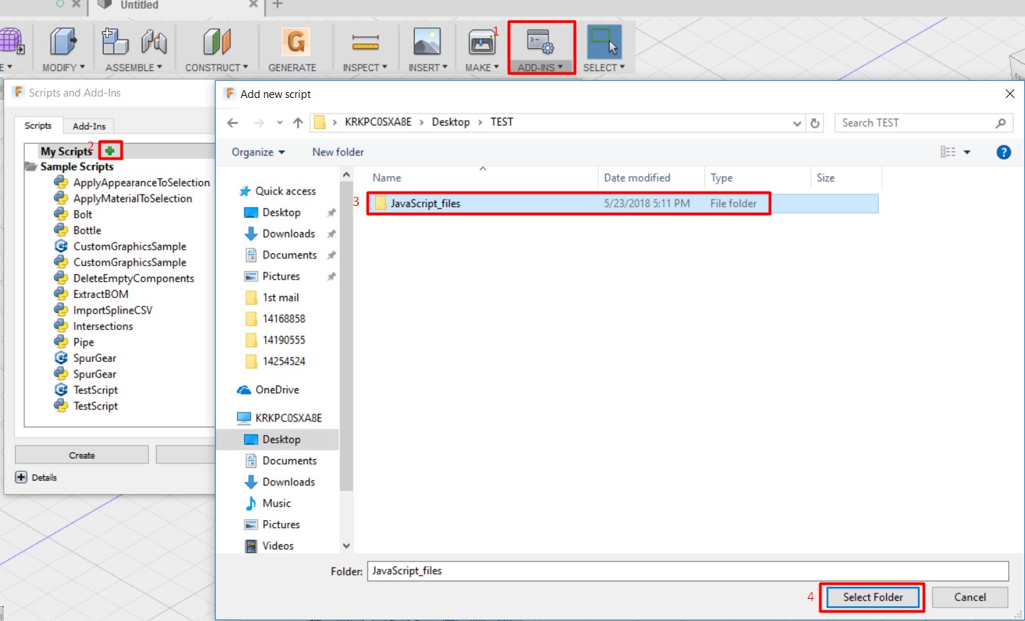 Cannot load or create JavaScript in Fusion 360