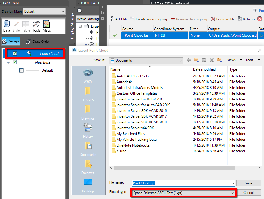 Civil 3D How to convert LAS point cloud data into ASCII