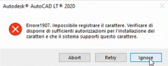 Error 1907. Could not register font. Verify that you have sufficient  permissions to install fonts, and that the system supports this font.