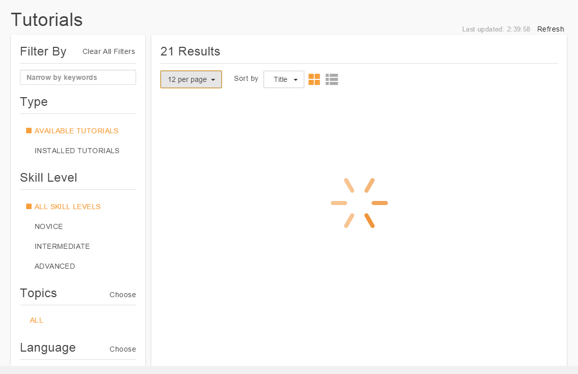 Inventor 2017 Available Tutorials is empty