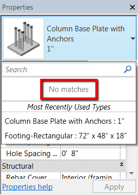 Place a Component command: Type Selector in Properties palette ...