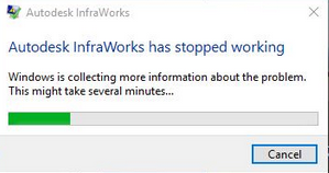 "Autodesk InfraWorks has stopped working" error message when launching ...