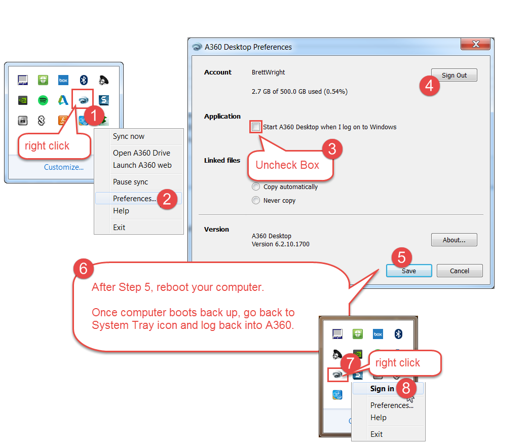 A360 Desktop The content displayed by the desktop application is