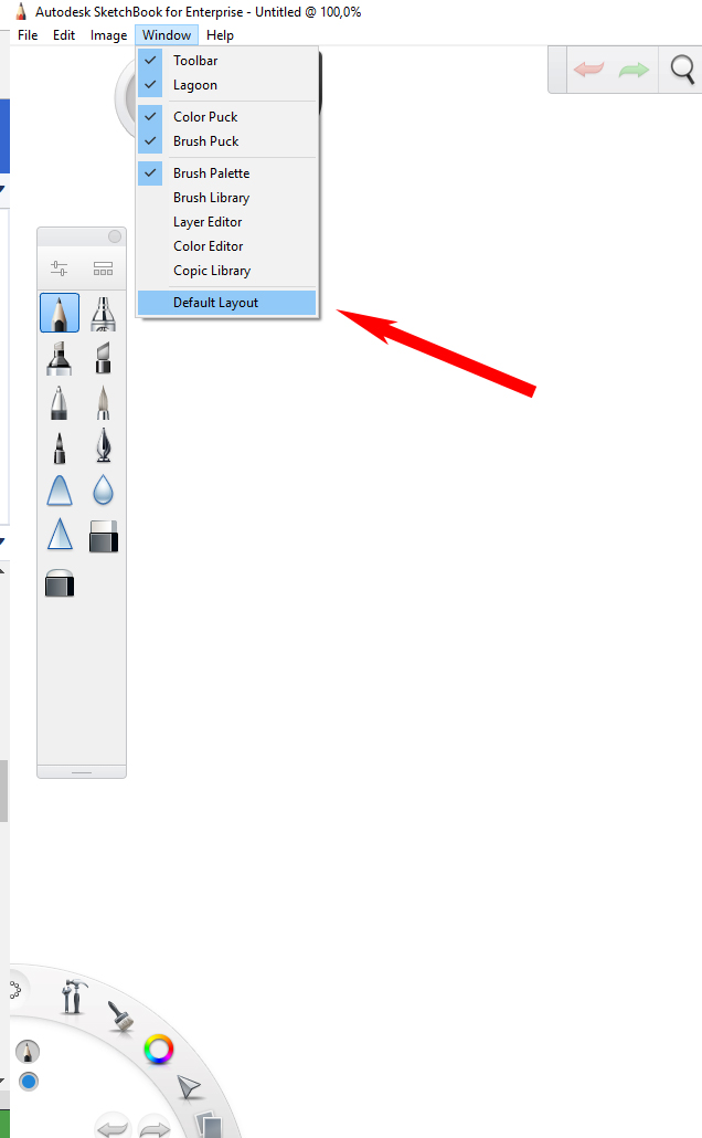 Brush palette does not show up in Sketchbook for Enterprise