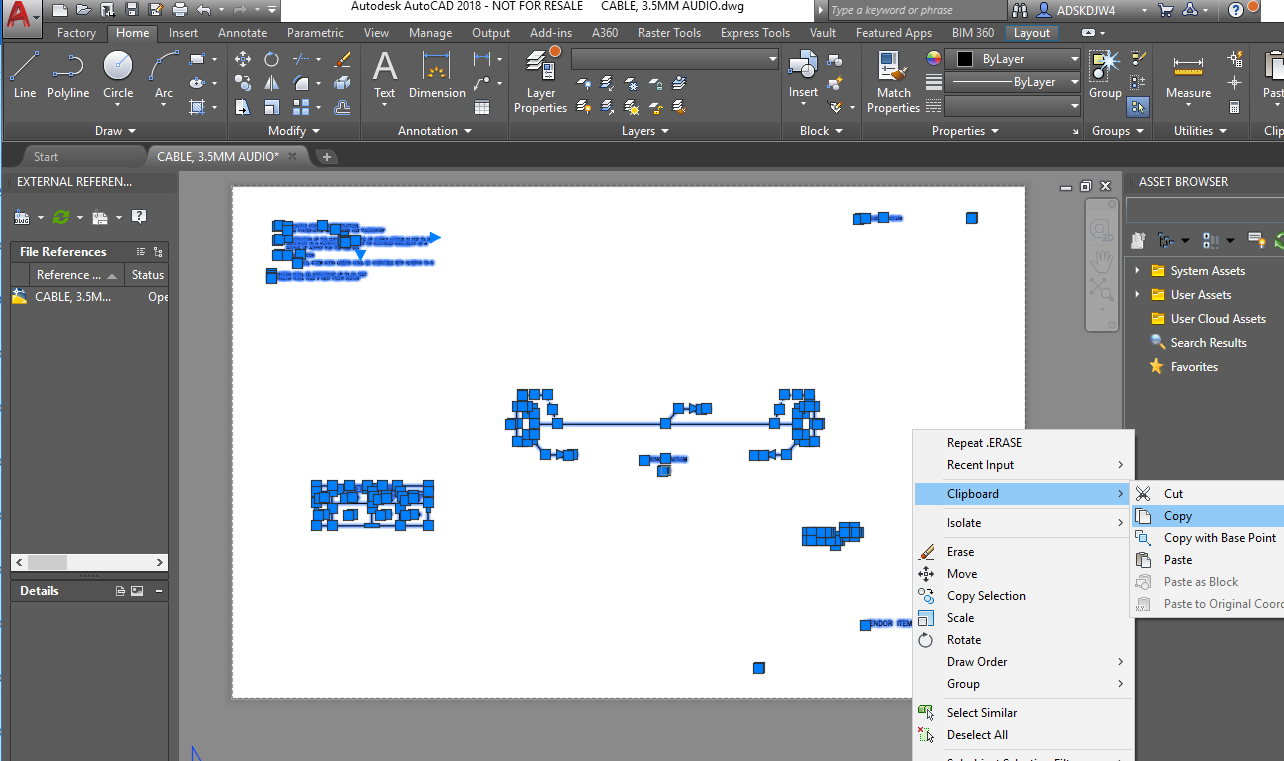 AutoCADジオメトリをInventor DWGまたはIDWにスケッチデータとしてコピーする
