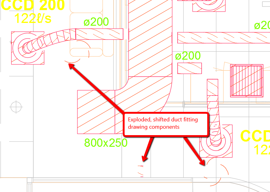 Partially exploded and shifted duct fitting parts when exporting DWG ...