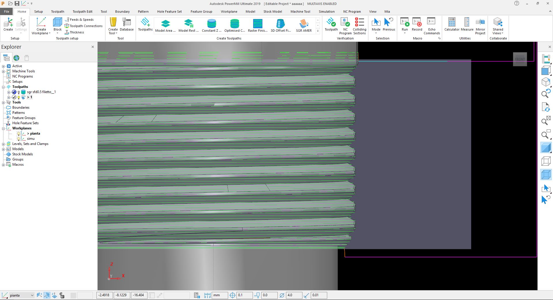 How to thread milling with sharp edge in 5 continuous axes in PowerMILL