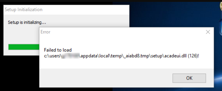 Error Failed To Load C Users User Appdata Local Temp Aiabd8 Tmp Setup Acadeui Dll 126 When Installing Autocad Mep Or Electrical Autocad Electrical Autodesk Knowledge Network