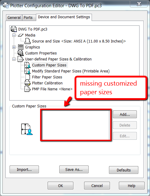 Custom Paper Sizes Do Not Migrate From Previous AutoCAD Version 