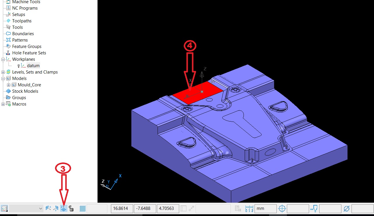 How to align Z axis with selected surface in PowerMill