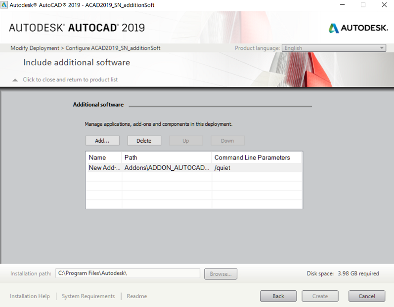 How to deploy AutoCAD 2019.1.2 update via network deployment silently