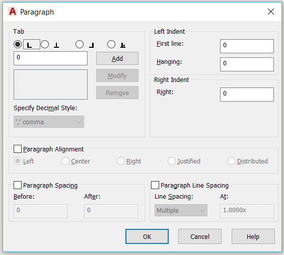 Paragraph Dialog box