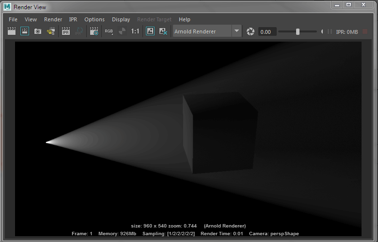 klient Wardian sag visuel Arnold Volume Light Effect non mostrato nel file .TIF renderizzato