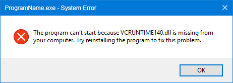 Не удалось продолжить выполнение кода, поскольку была найдена dll vcruntime140