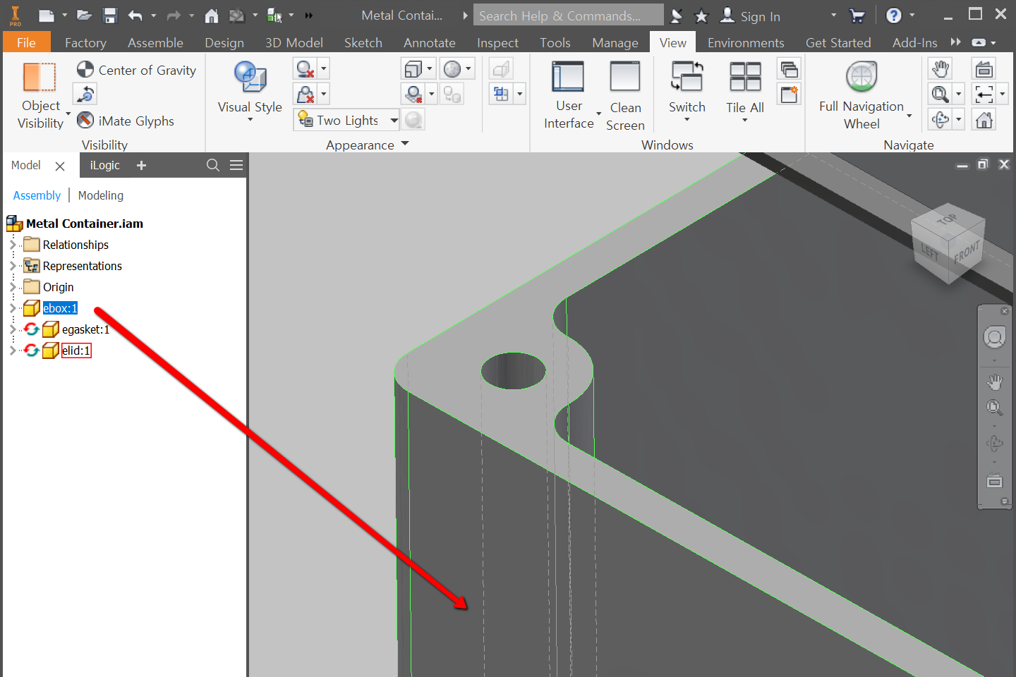 Hidden edges are not highlighted in Inventor 2018 or later