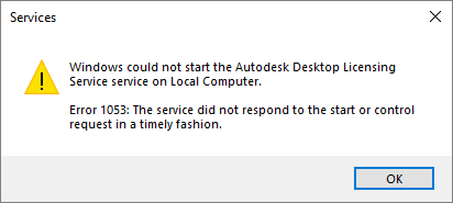 バージョン 2020 のオートデスク ソフトウェアを起動すると エラー 1053 サービスは指定時間内に開始要求または制御要求に応答しませんでした と表示される Autocad Autodesk Knowledge Network