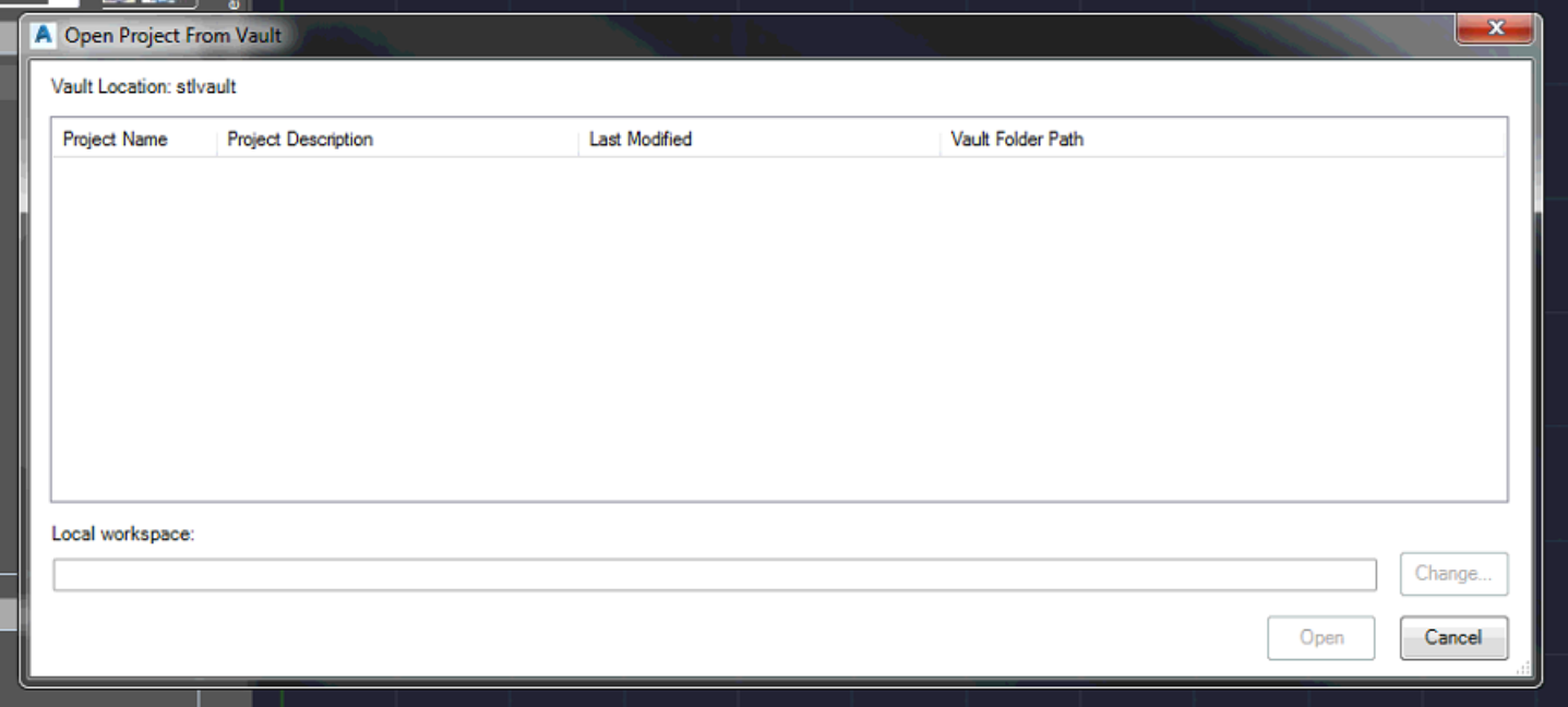 Attempting to open an AutoCAD Plant 3D project from Vault shows an ...