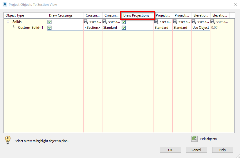 Can't project 3D Solid objects to the Section View in Civil 3D