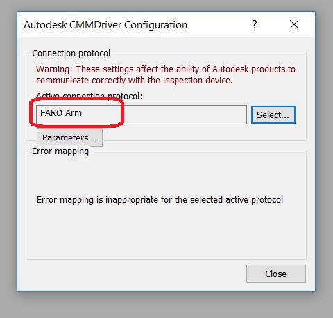 Unable to connect FARO Arm platinum machine with PowerInspect