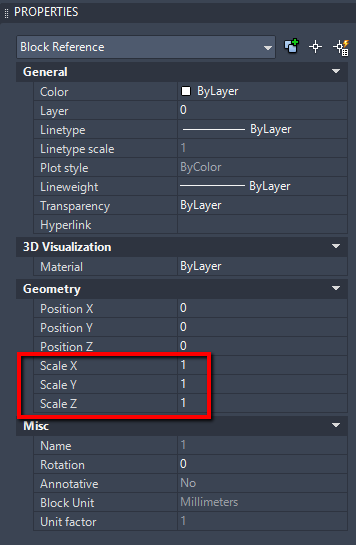 Check a block scale factor in AutoCAD