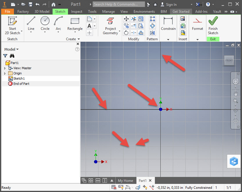 Inventor: How To Configure Display Of Axes And Grid Lines When Working ...