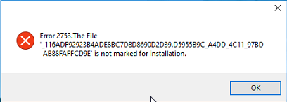 Internal Error 2753 when installing Design Review 2018