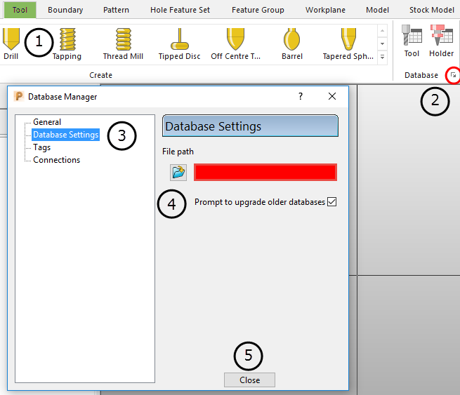 How to point to a different tool database location in PowerMill