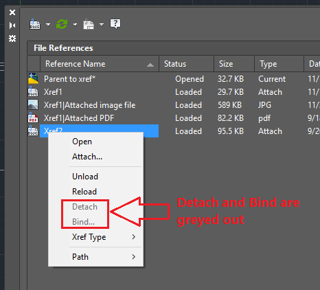 Unable to bind an XREF in AutoCAD Products