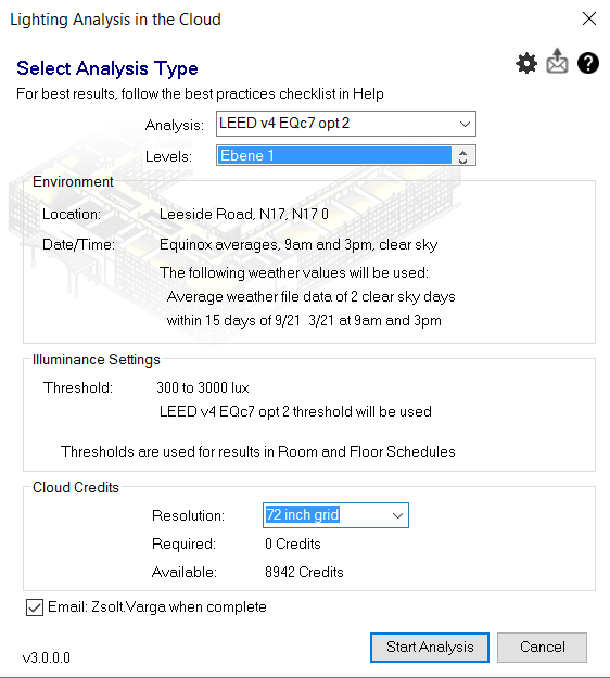 Revit에서 Insight Light Analysis를 사용할 때 특정 룸에서 결과가 누락됨
