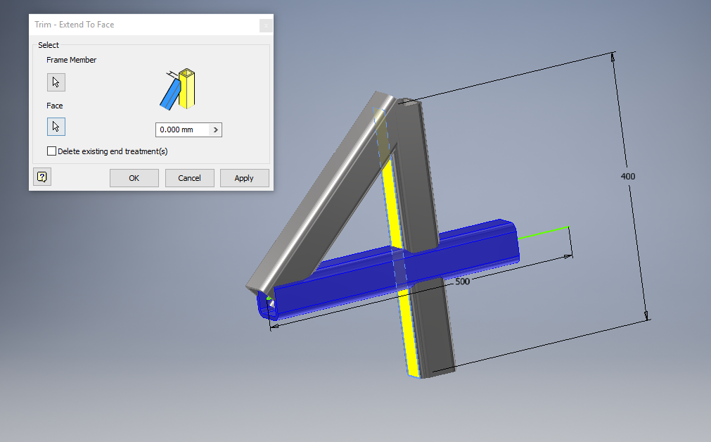 Inventor Frame generator Trim - Extend to Face command does not trim ...