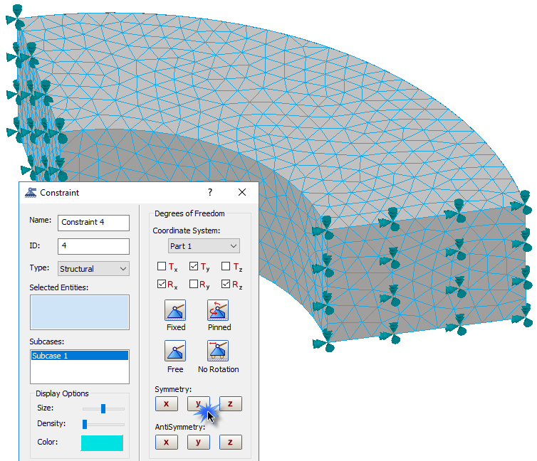 How to represent 2D axisymmetric elements in Nastran