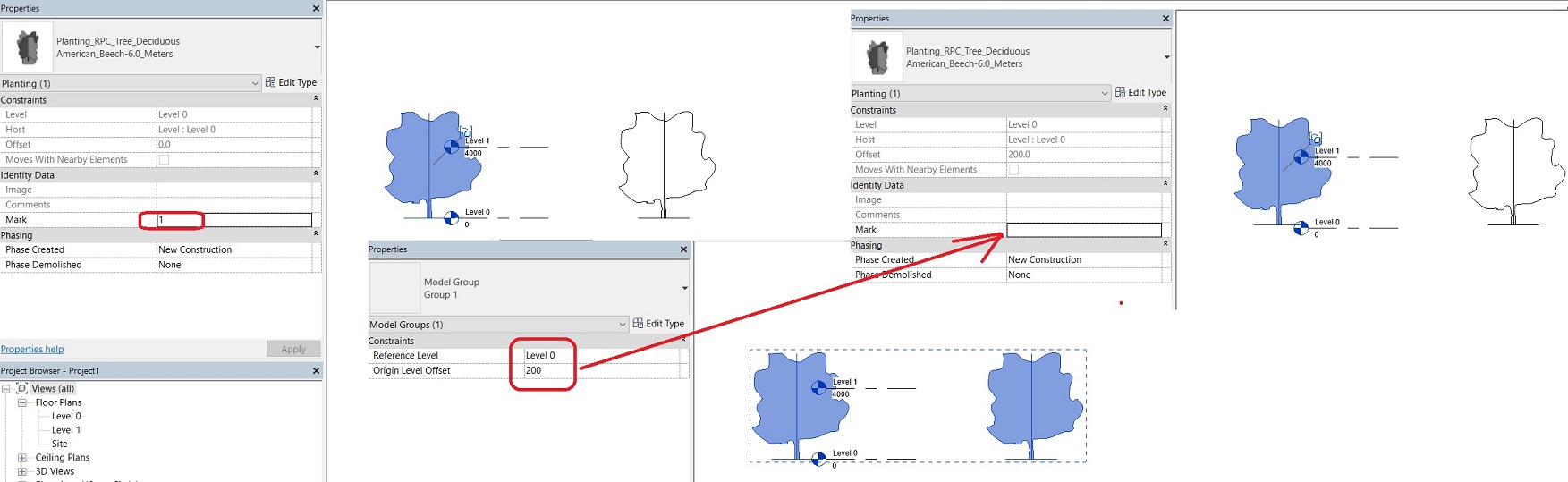 If group elevation is changed, elements inside group loose their mark