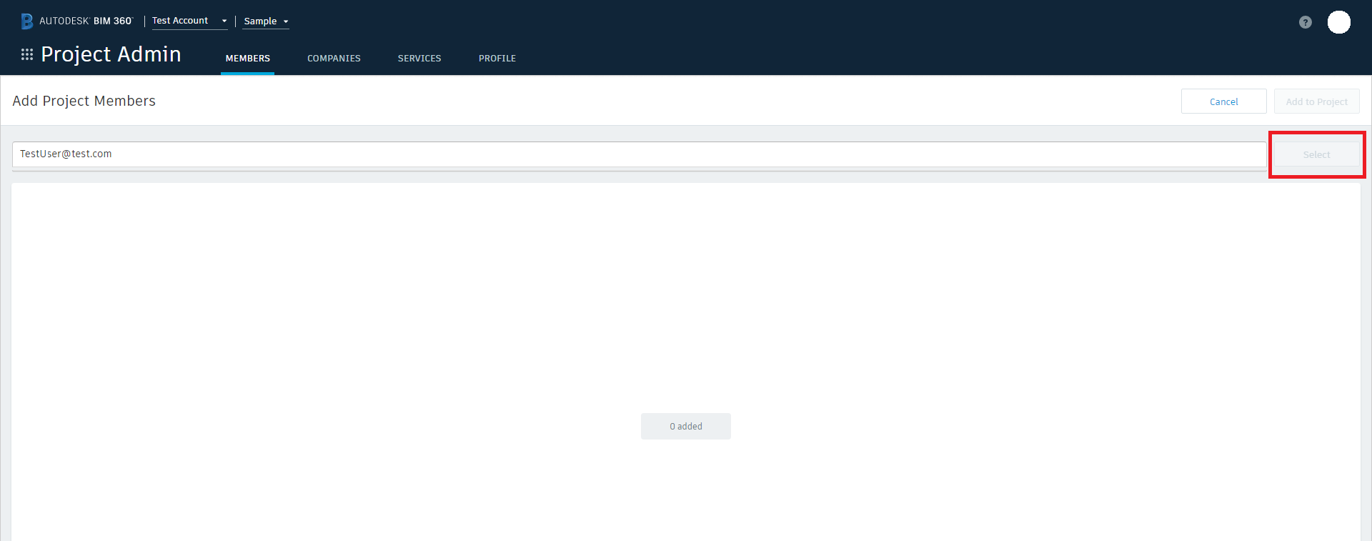 Unable to add new members and the Select area is greyed out in a BIM ...