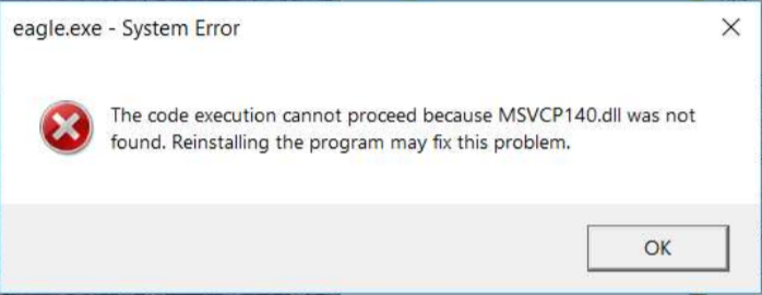 "The code execution cannot proceed because MSVCP140.dll was not found