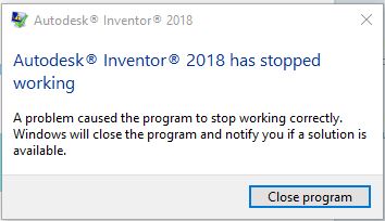 Inventor crashes or stops working with faulty module