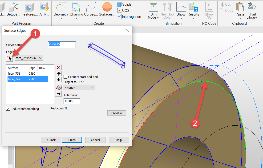 How wrap a chamfer around the caxis in FeatureCAM FeatureCAM