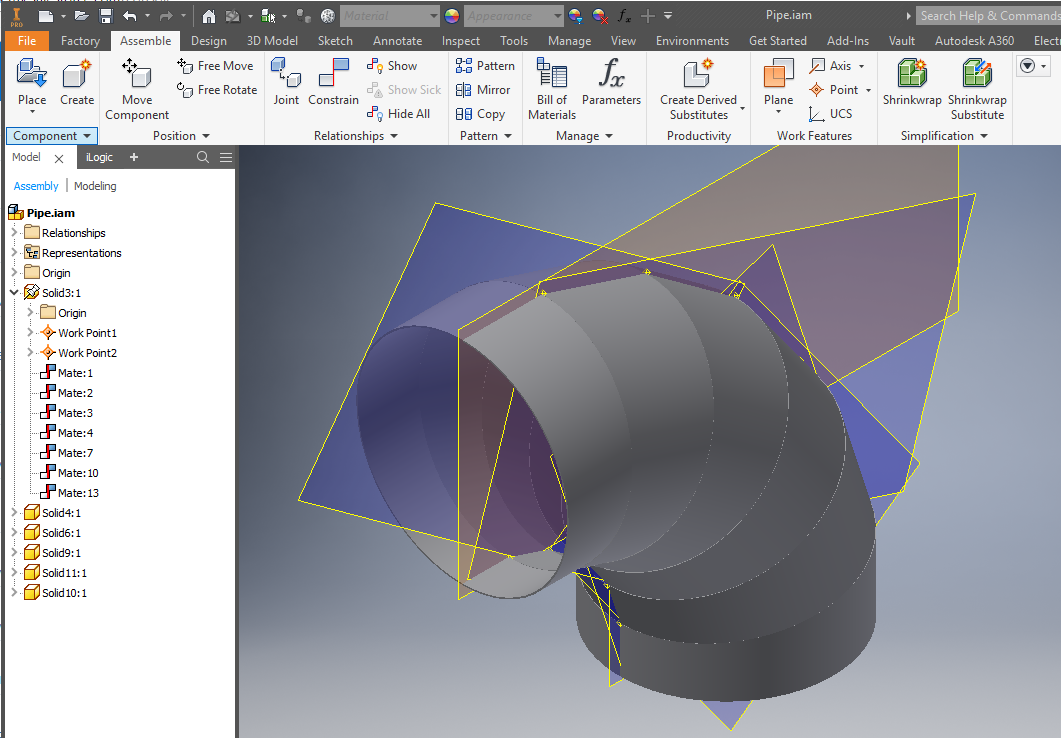 Need to cut pipe in specific length and angle to weld together to form an elbow in Inventor