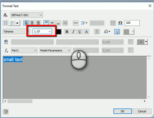 Inventor Sketch: Text size is automatically rounded to the first decimal