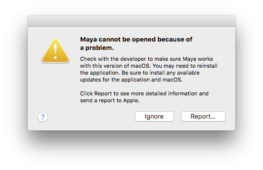 "Fehler bei der Installation"beim Installieren von Maya auf einem Mac