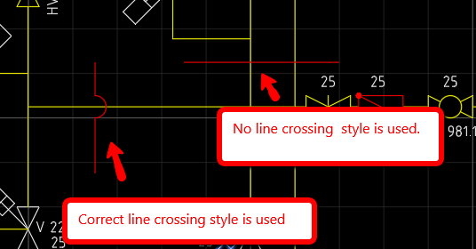 No line crossing style will be used when crossing pipe lines in a P&ID ...