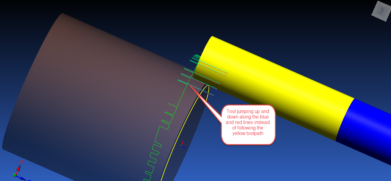 Tool is jumping up and down on surface projection toolpath in PartMaker