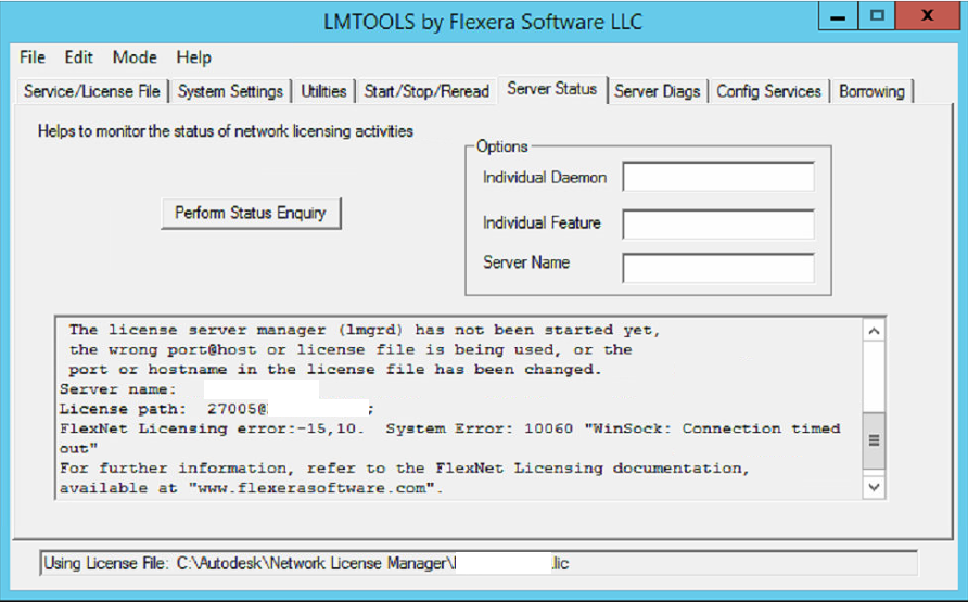 Licensing Error 15,10, WinSock error starting the Network