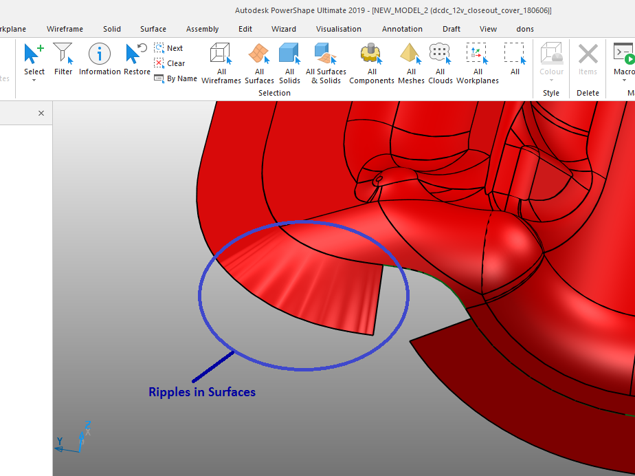 How to remove ripples in a surface using PowerShape.