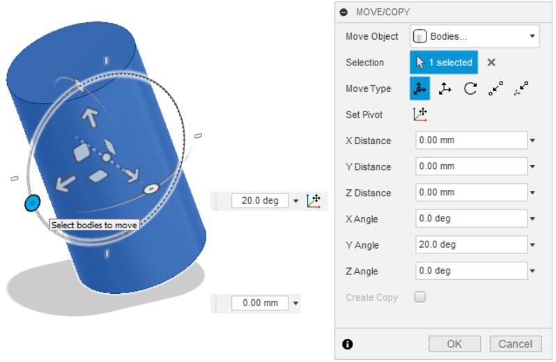 Unable to rotate an object around a random axis in Fusion 360